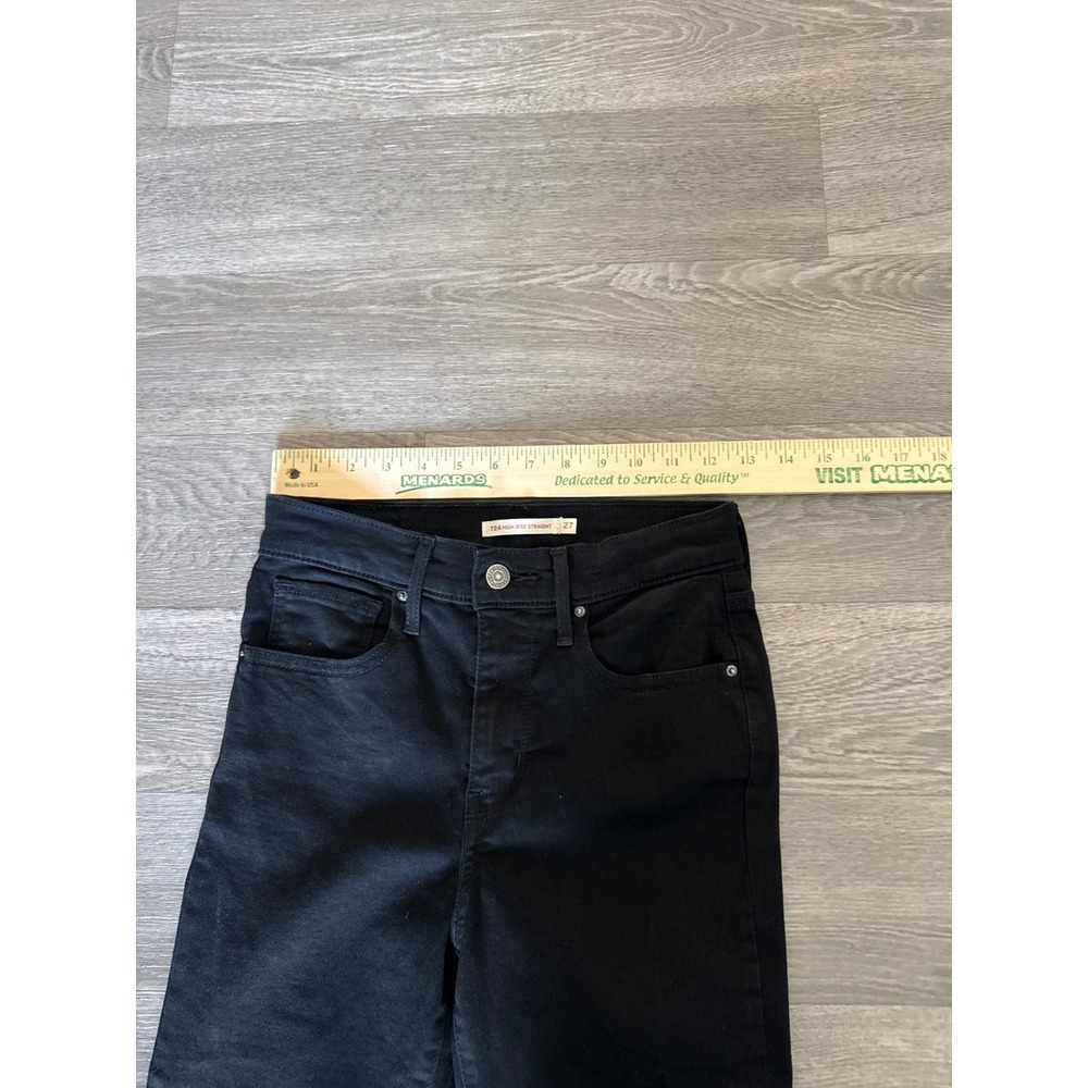 Levi's 724 High Rise Straight Jeans Black Denim Size 27 Womens Stretch Leg - Picture 8 of 8